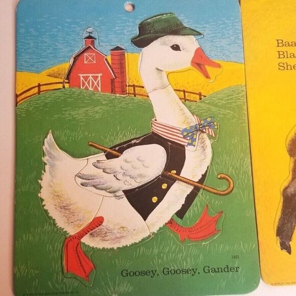 Vintage Saalfield Mother Goose Preschool 4 Inlaid Puzzles Puss in Boots 1965 - Picture 6 of 12